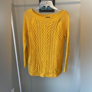Talbots 100% cotton yellow cable-knit sweater